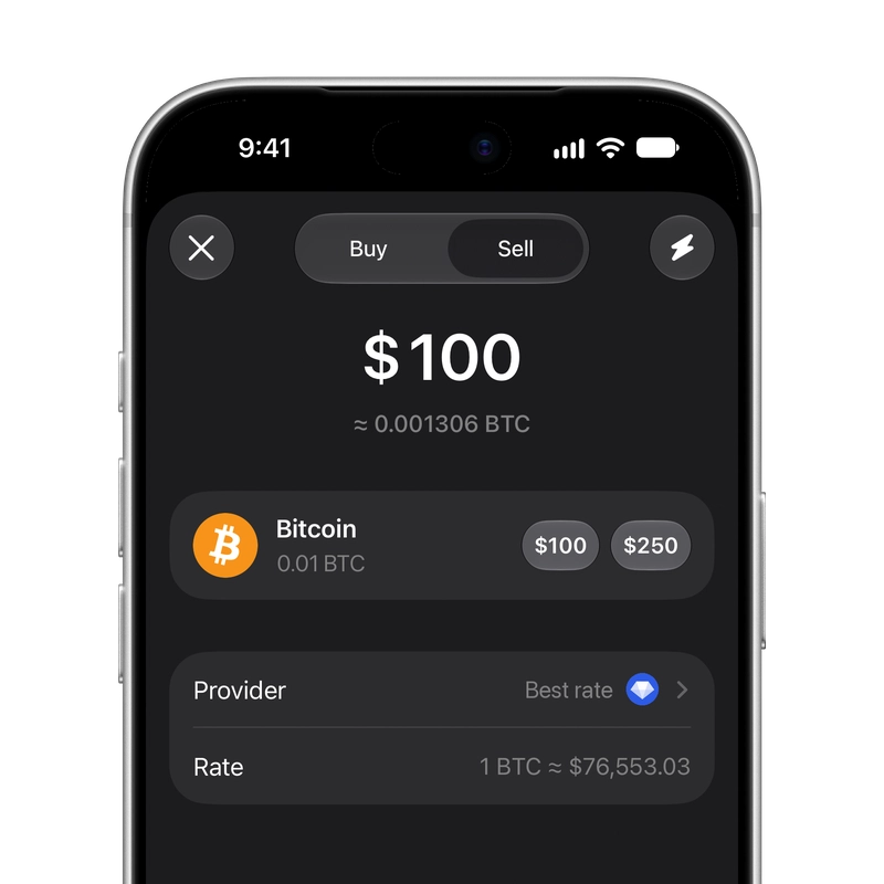Vendre des BTC - Gem Wallet