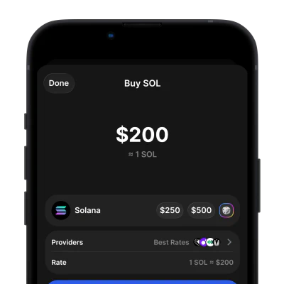 Buy cryptocurrency with credit card using Gem Wallet fiat on-ramp feature