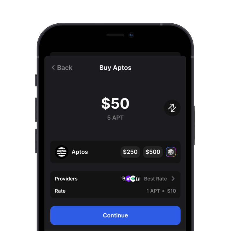 Buy Aptos (APT) with credit card using gem wallet