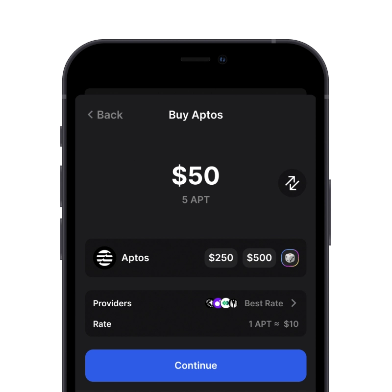 Buy Aptos (APT) with credit card using gem wallet