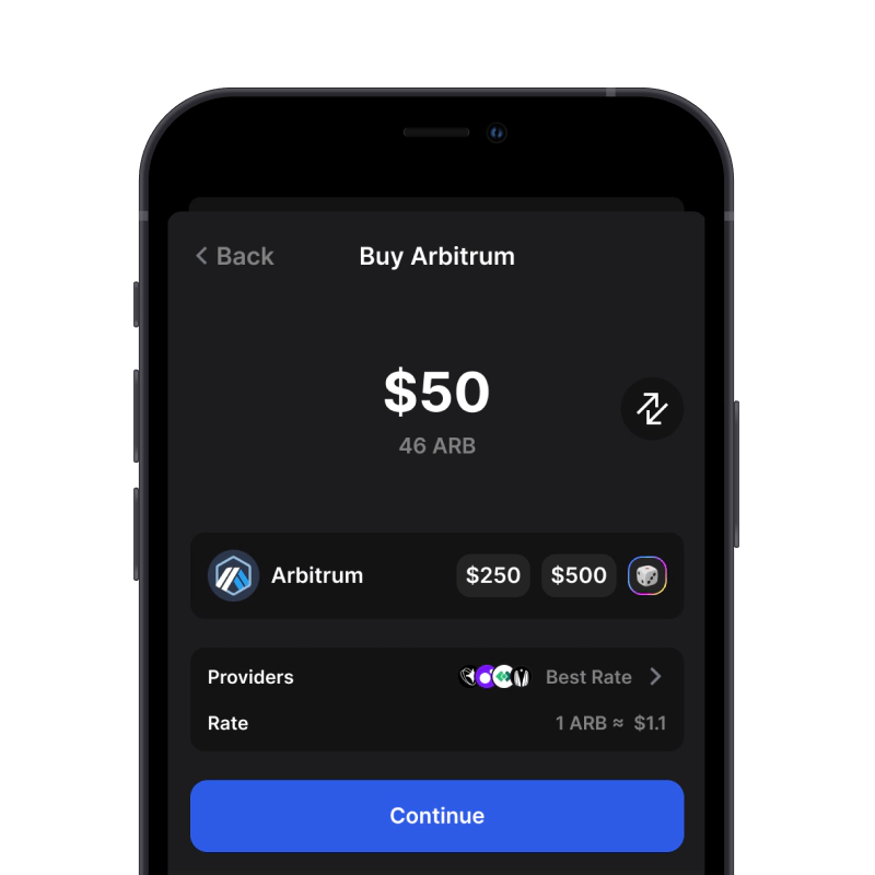 Buy Arbitrum (ARB) with credit card using gem wallet