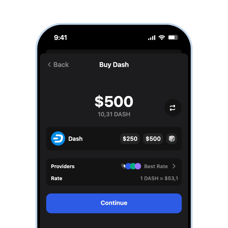 Buy Dash (DASH) with credit card using gem wallet