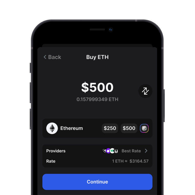 Buy Ethereum (ETH) with credit card using gem wallet