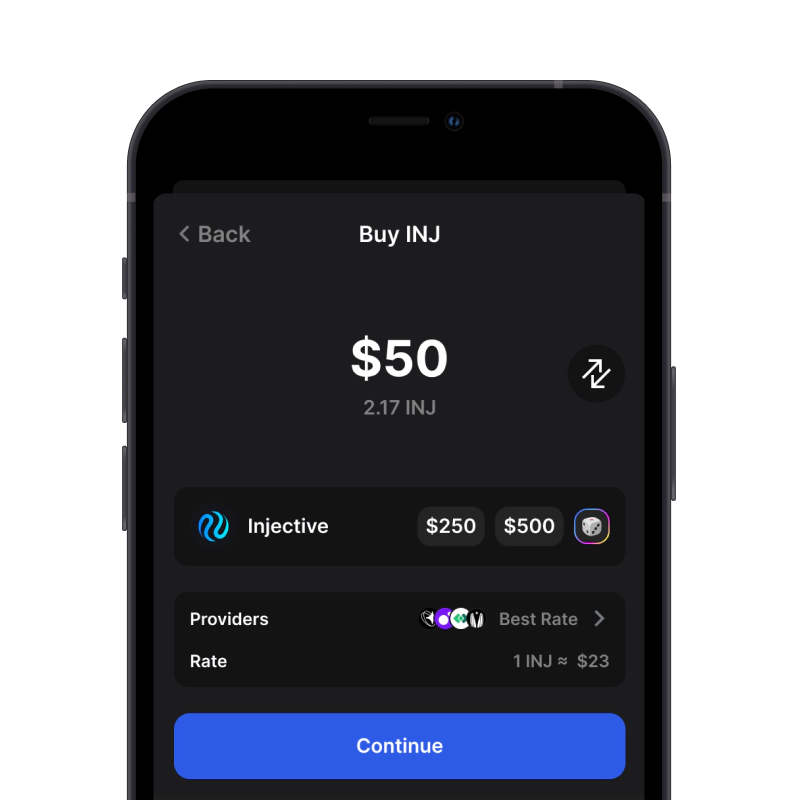 Buy Injective (INJ) with credit card using gem wallet