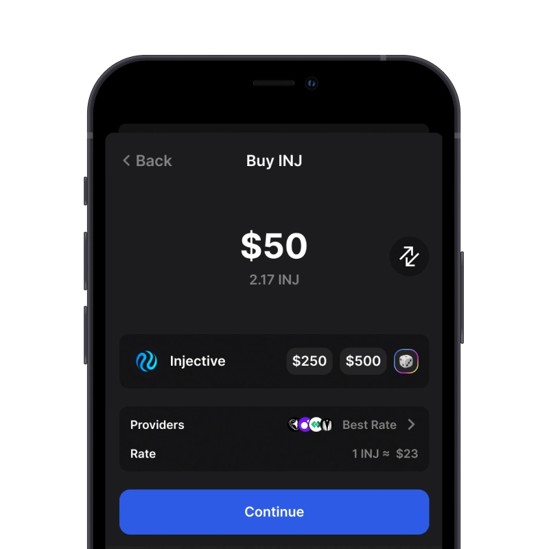 buy Injective with credit card