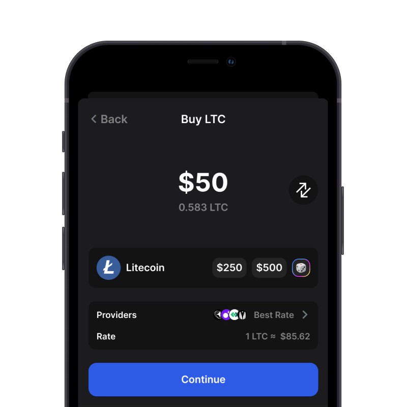 Buy Litecoin (LTC) with credit card using gem wallet