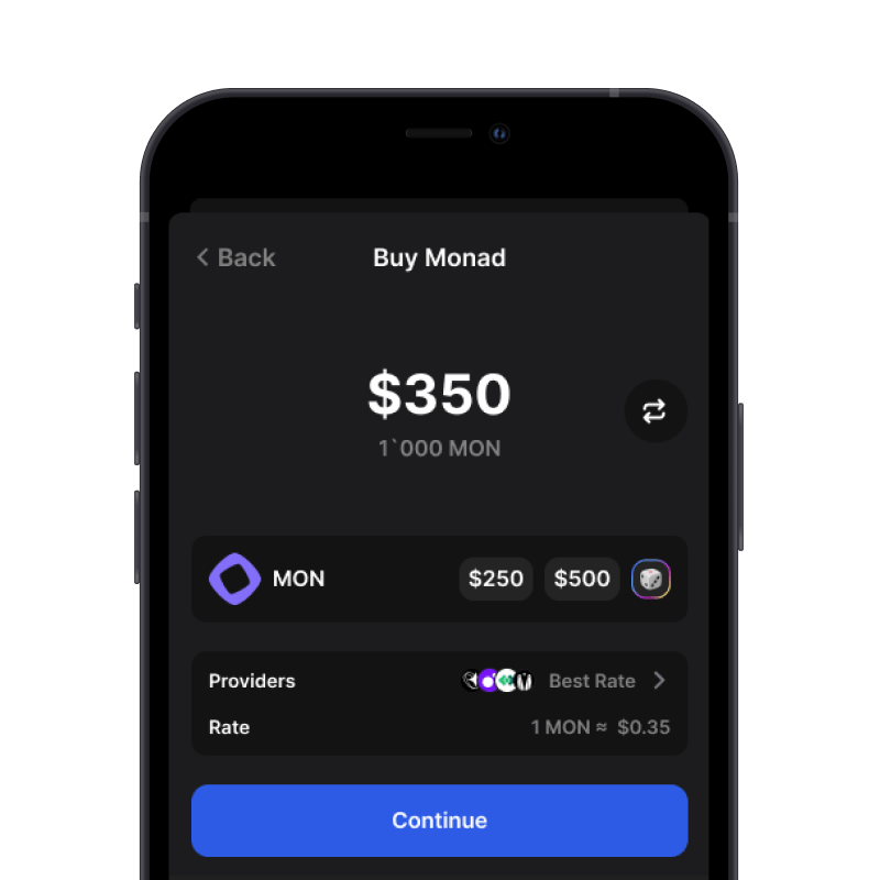 Buy Monad (MONAD) with credit card using gem wallet