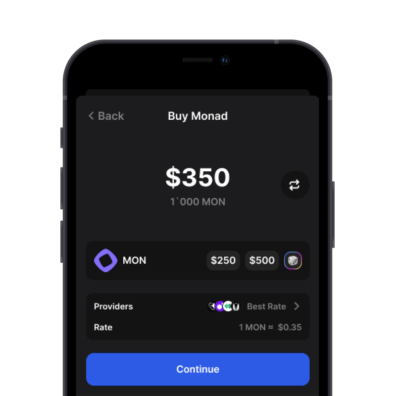 Buy Monad (MONAD) with credit card using gem wallet