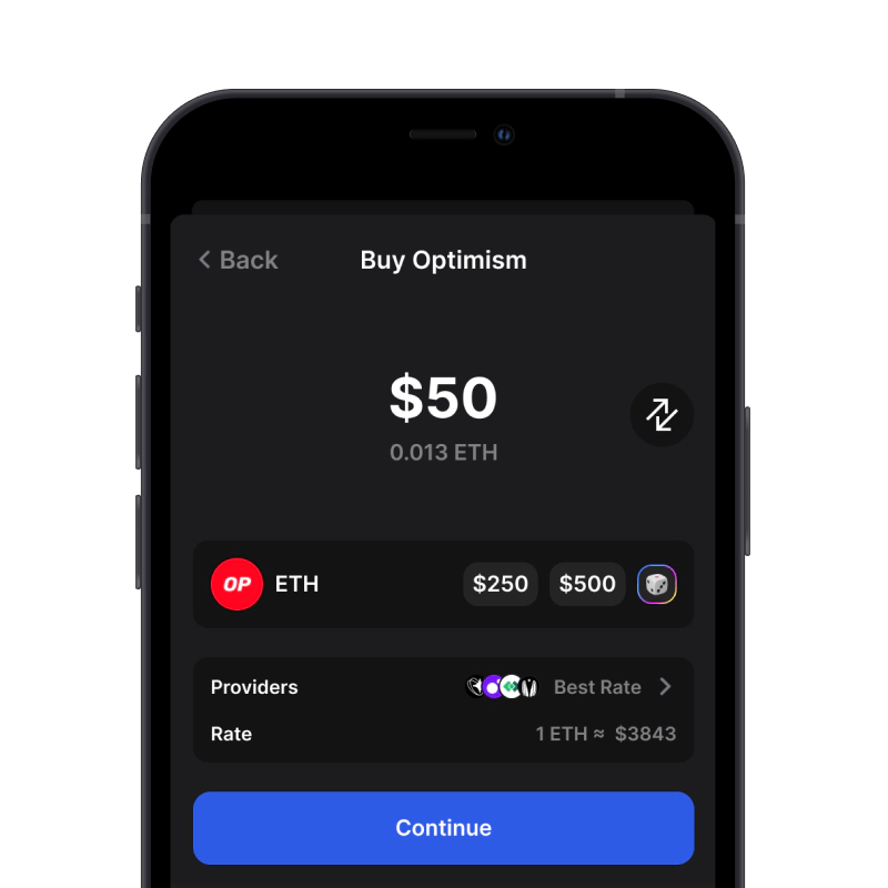 Buy Optimism (OP) with credit card using gem wallet