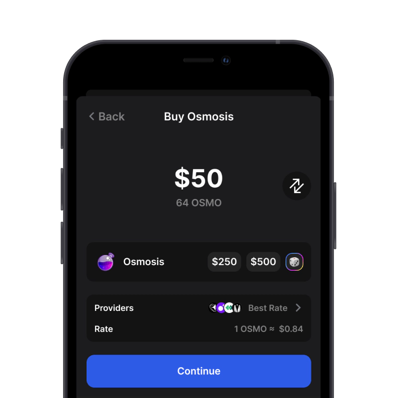 Buy Osmosis (OSMO) with credit card using gem wallet