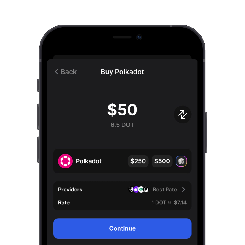 Buy Polkadot (DOT) with credit card using gem wallet