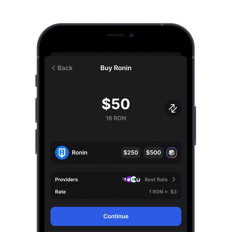 Buy Ronin (RON) with credit card using gem wallet