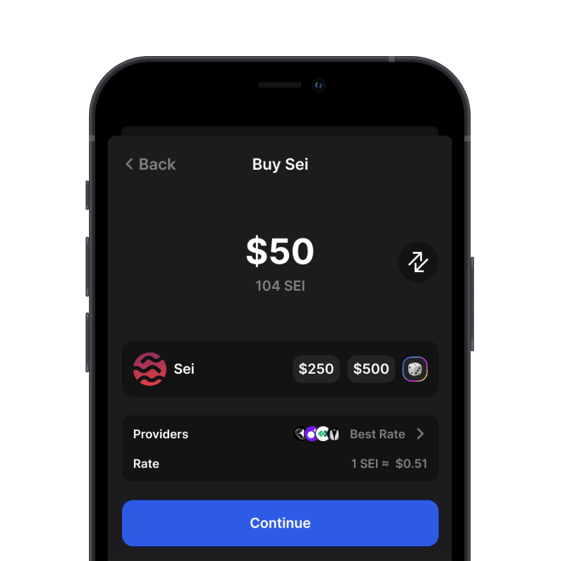 Buy Sei (SEI) with credit card using gem wallet