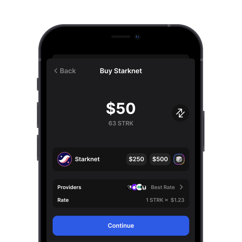 Buy Starknet (STARK) with credit card using gem wallet