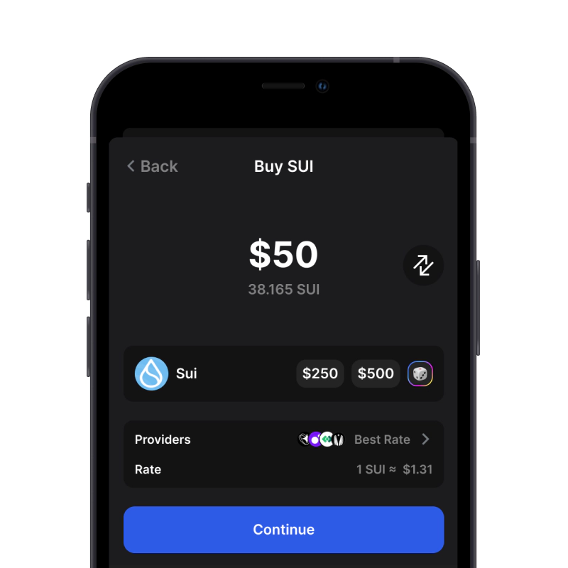Buy Sui (SUI) with credit card using gem wallet