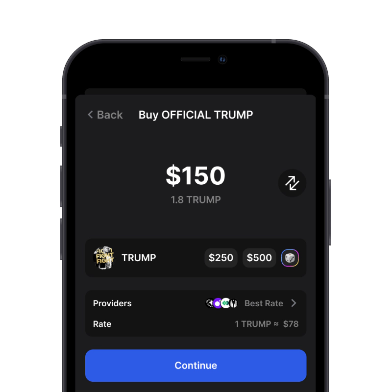 Buy TRUMP (TRUMP) with credit card using gem wallet