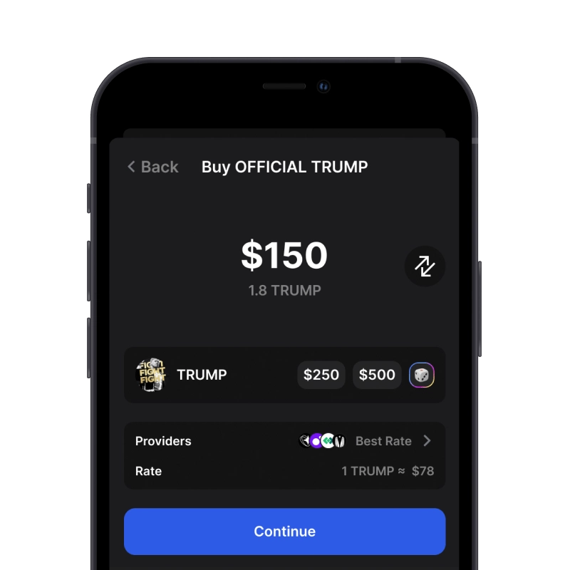 Buy TRUMP (TRUMP) with credit card using gem wallet