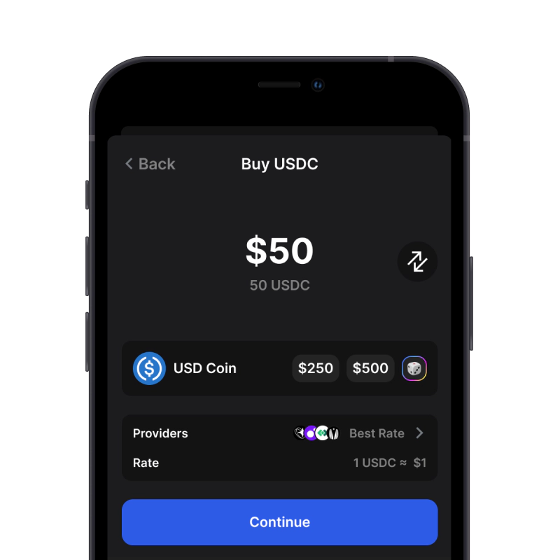 Buy USDC (USDC) with credit card using gem wallet
