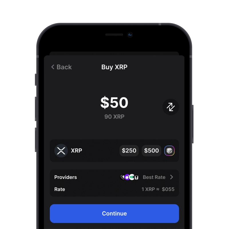 Buy XRP (XRP) with credit card using gem wallet
