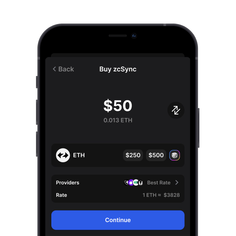 Buy zkSync (ZKSYNC) with credit card using gem wallet