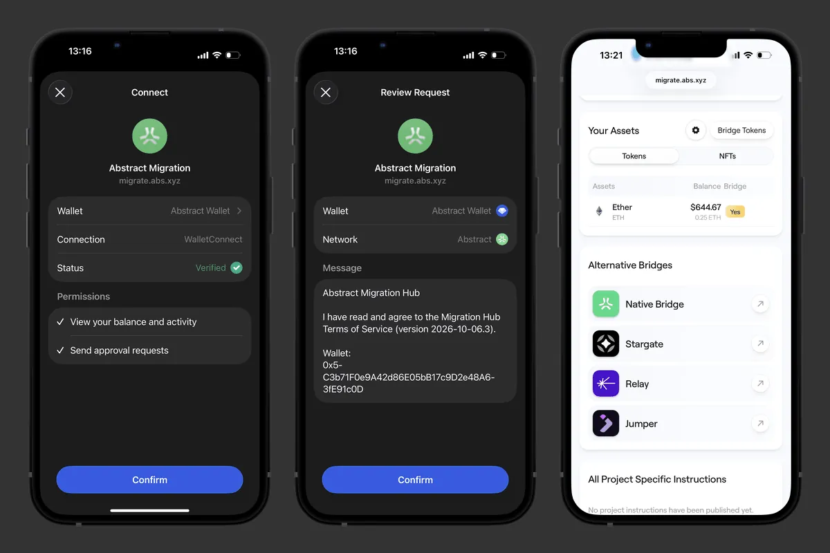 การเชื่อมต่อ Gem Wallet กับฮับย้ายสินทรัพย์ของ Abstract