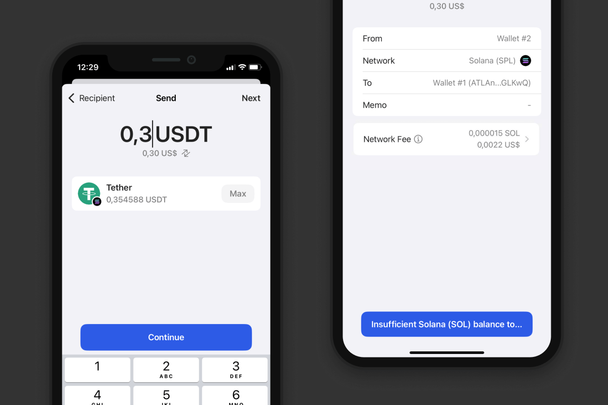 Insufficient SOL to send USDT on the Solana network