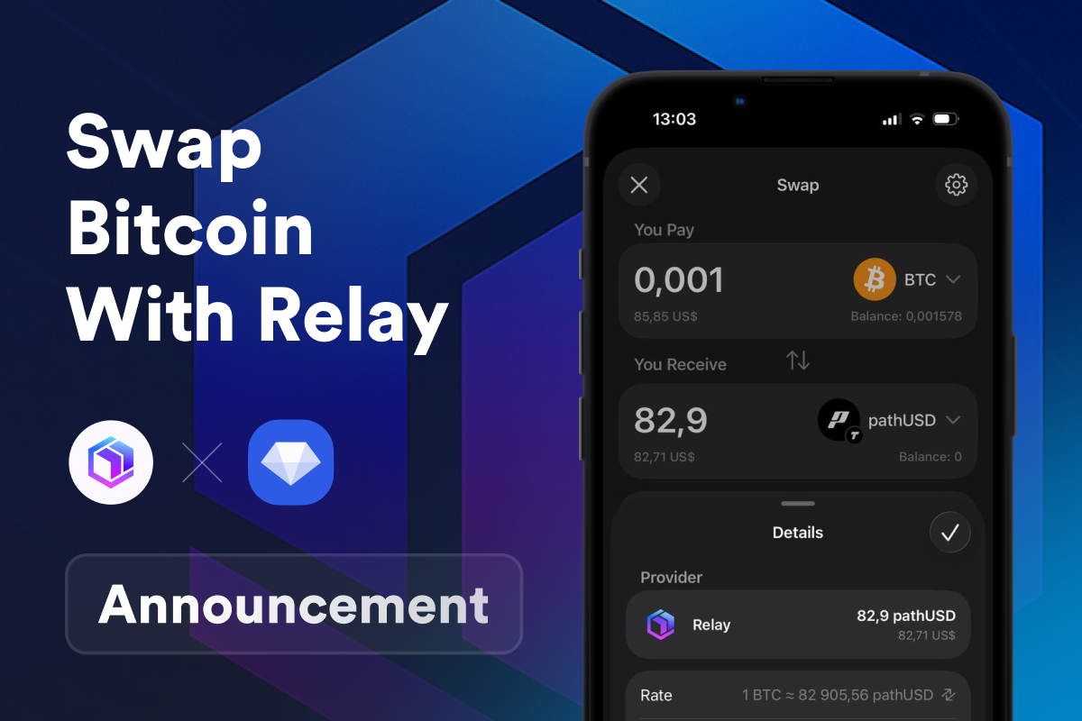 Gem Wallet přidává swapy Bitcoinu přes Relay: Vyměňte BTC za tokeny v sítích Tempo, Arc, Base a dalších
