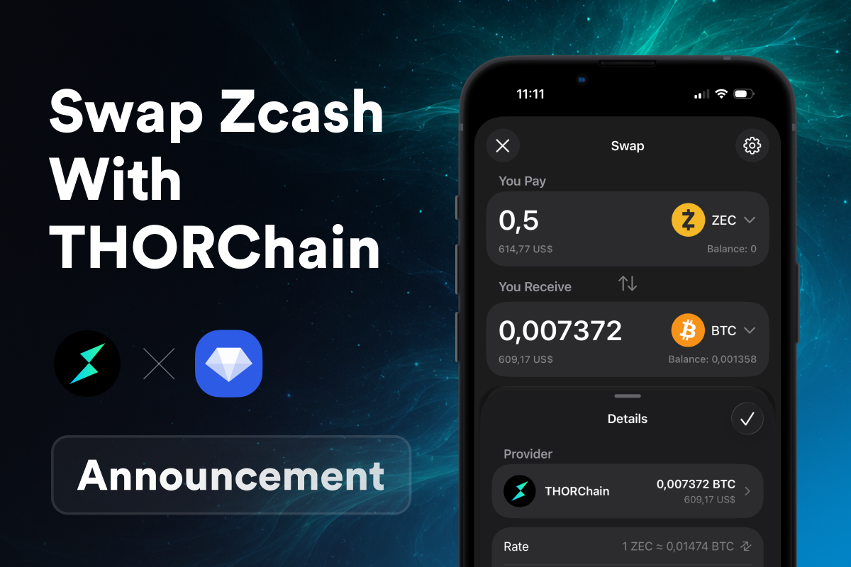 Gem Wallet menambahkan swap Zcash melalui THORChain: swap ZEC native ke BTC, ETH, USDT, dan aset lainnya