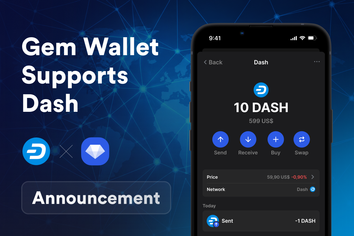 Gem Wallet เชื่อมต่อ Dash: Blockchain เงินสดดิจิทัลสำหรับการชำระเงินทันที