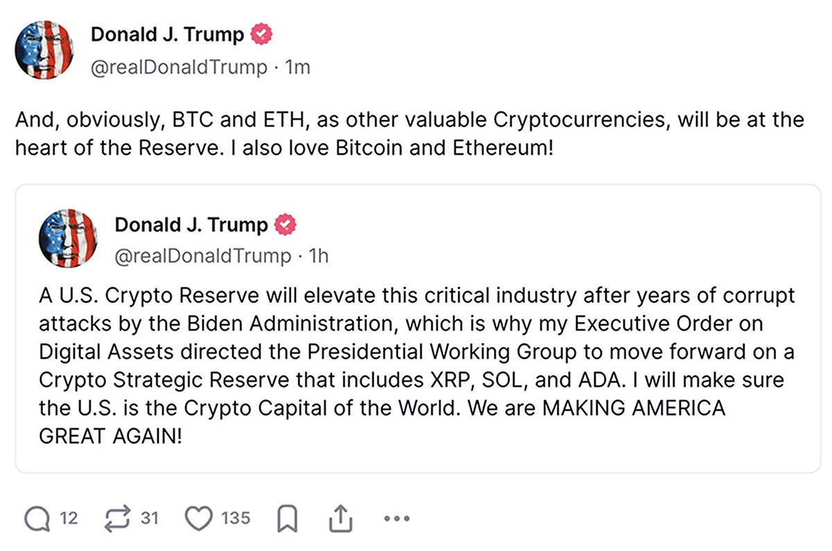 Statement by Donald Trump on the Creation of the U.S. Strategic Crypto Reserve