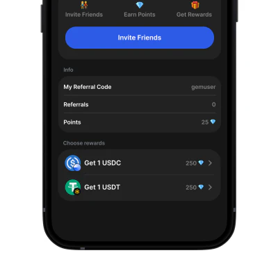 Earn rewards and redeem for USDC or USDT