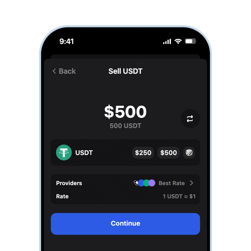 Sell USDT (USDT) for cash using Gem Wallet