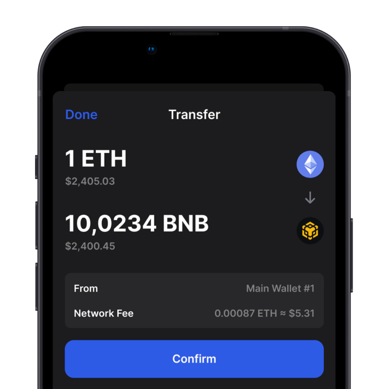 Gem Wallet swap crypto