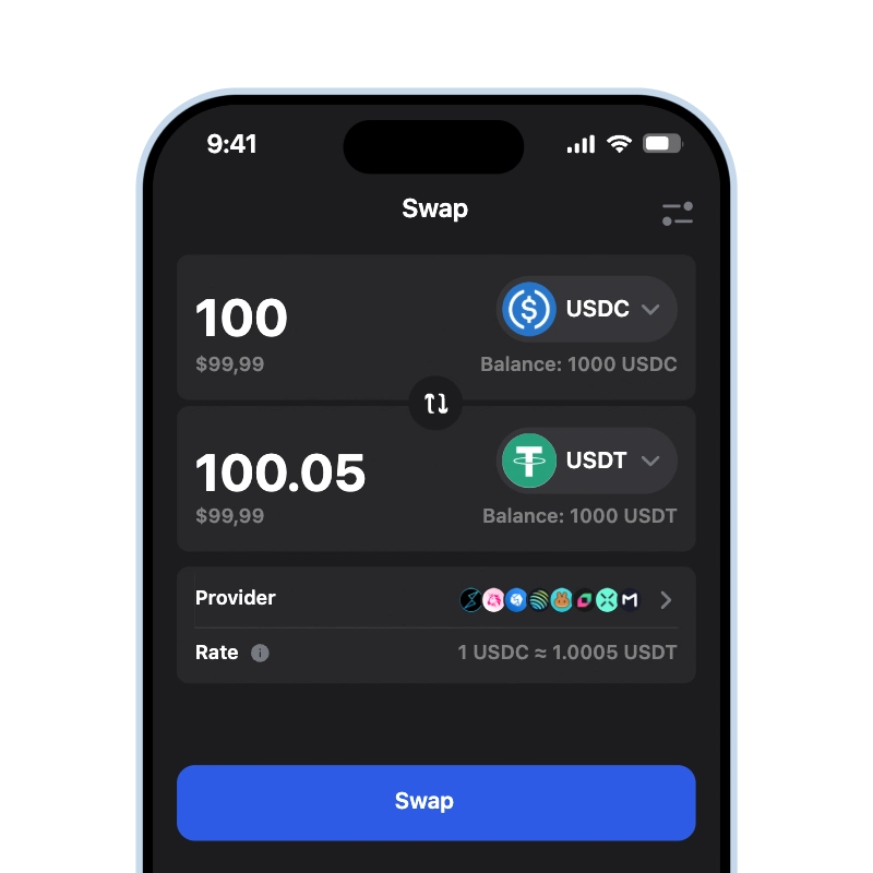 Swap USDC to USDT - Gem Wallet