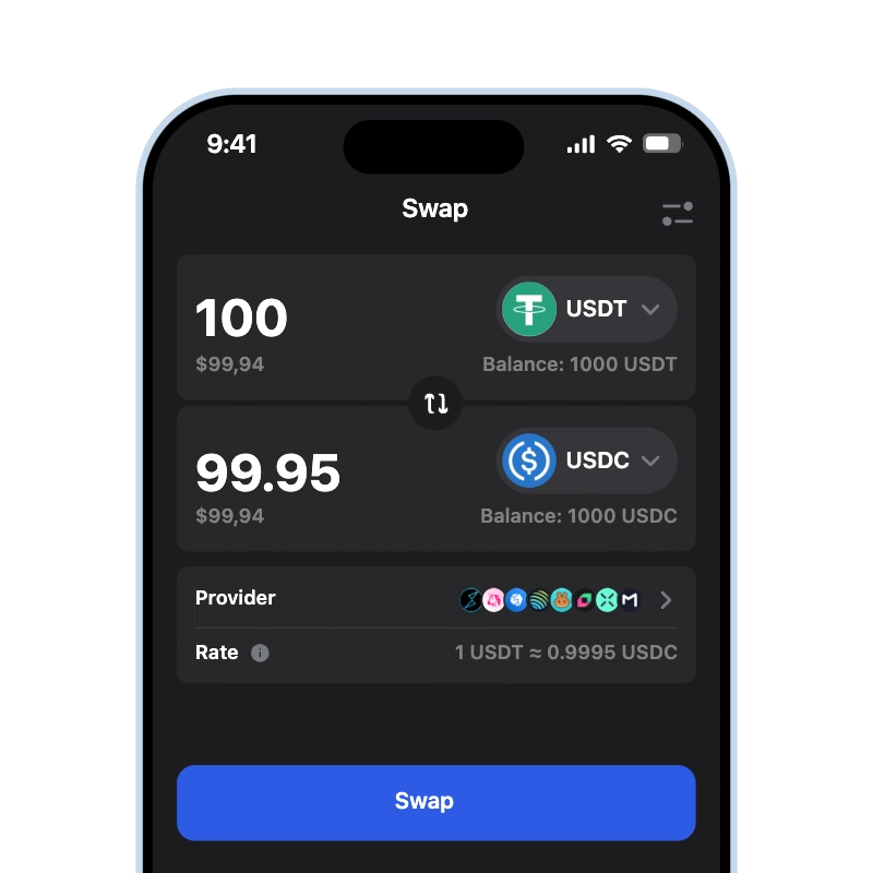 Swap USDT to USDC - Gem Wallet