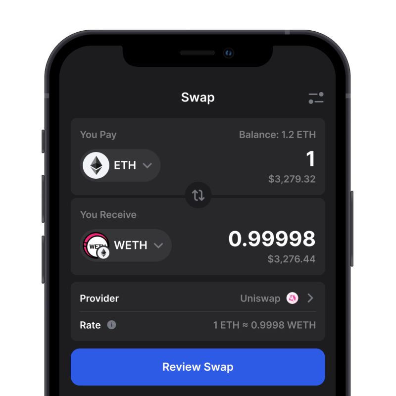 Wrap ETH to WETH in Gem Wallet